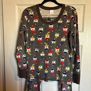 Hanna Andersson Gray Pajama Set with Colorful Bear Print